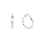 Silver hoop earrings on a white background