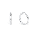 Silver hoop earrings on a white background