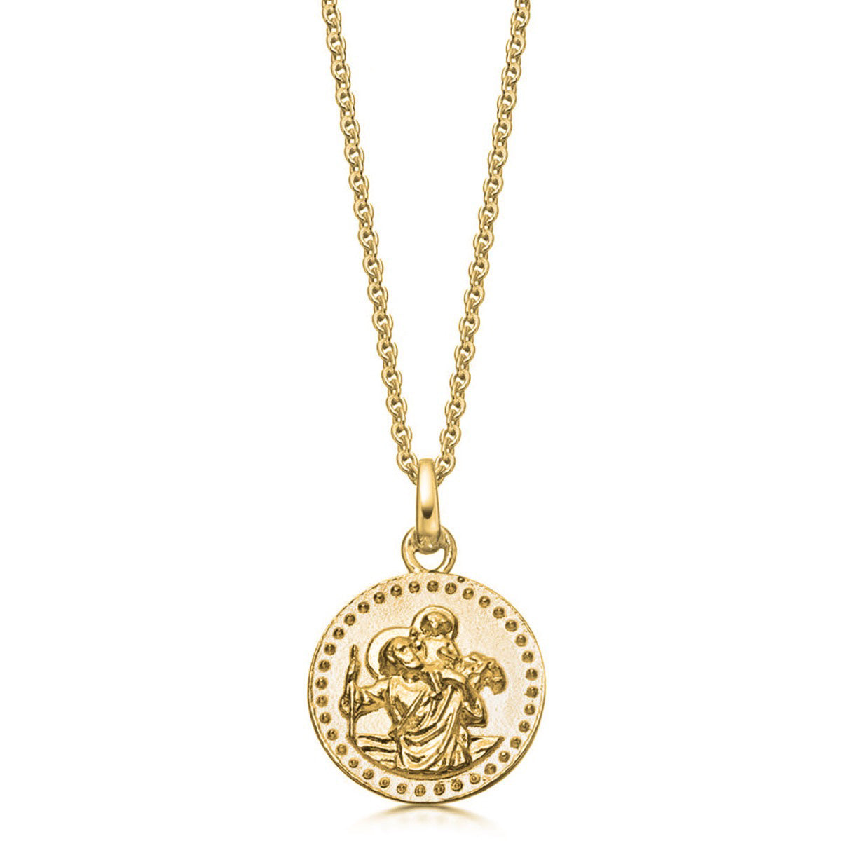 18ct Gold Plated St Christopher Necklace Unisex Hersey Son