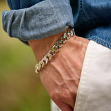 Mens Silver Heavy Curb Chain Bracelet