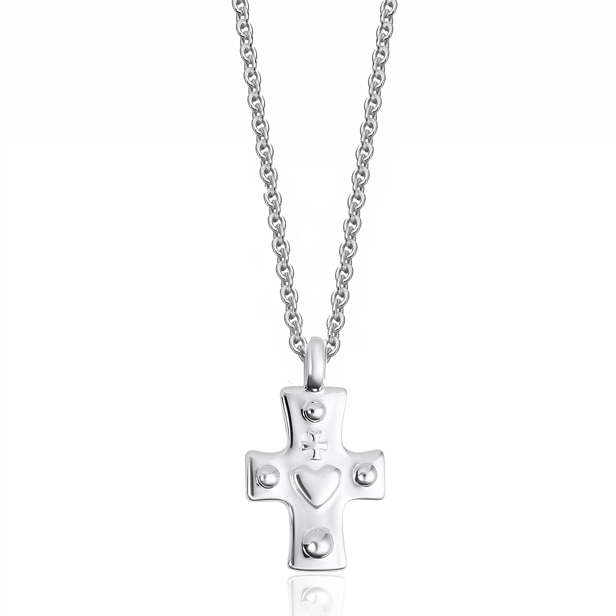 Sterling Silver Sacred Heart Charm Pendant Necklace – 925, Curb Chain, Religious