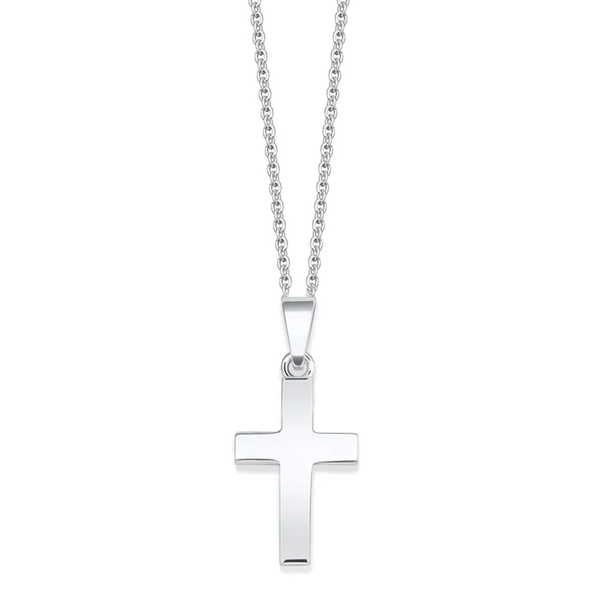 Solid Silver Cross Pendant on Chain – 25mm Engravable Hersey