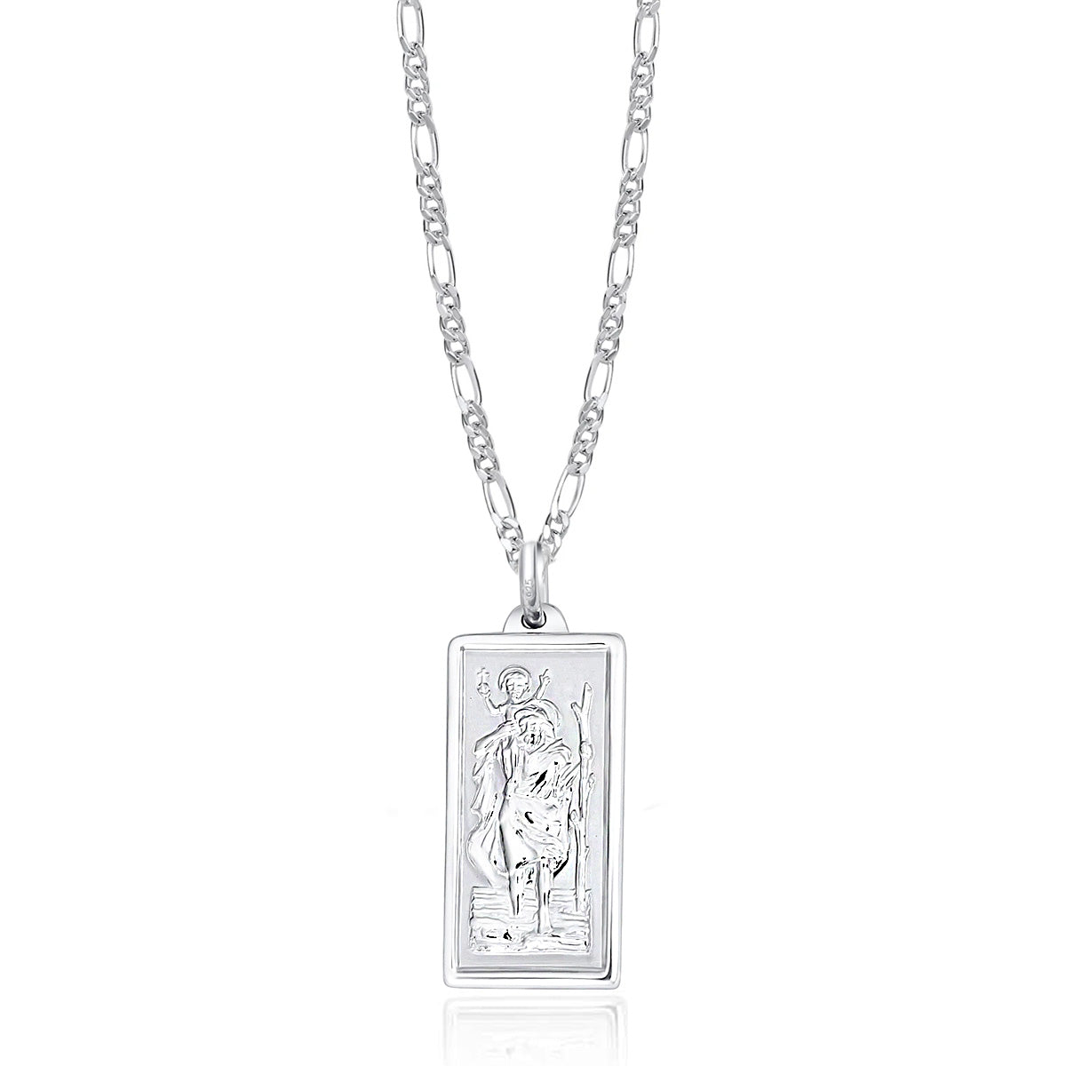 Silver pendant necklace on a white background