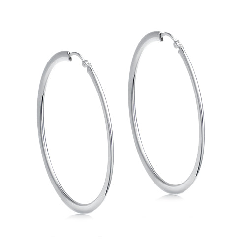 Sterling Silver Flat Hoop Earrings