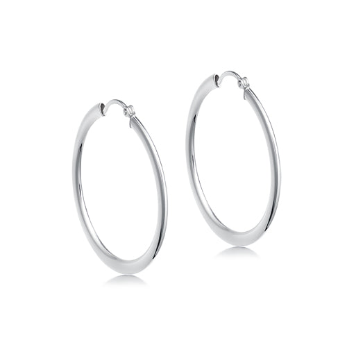 Sterling Silver Flat Hoop Earrings