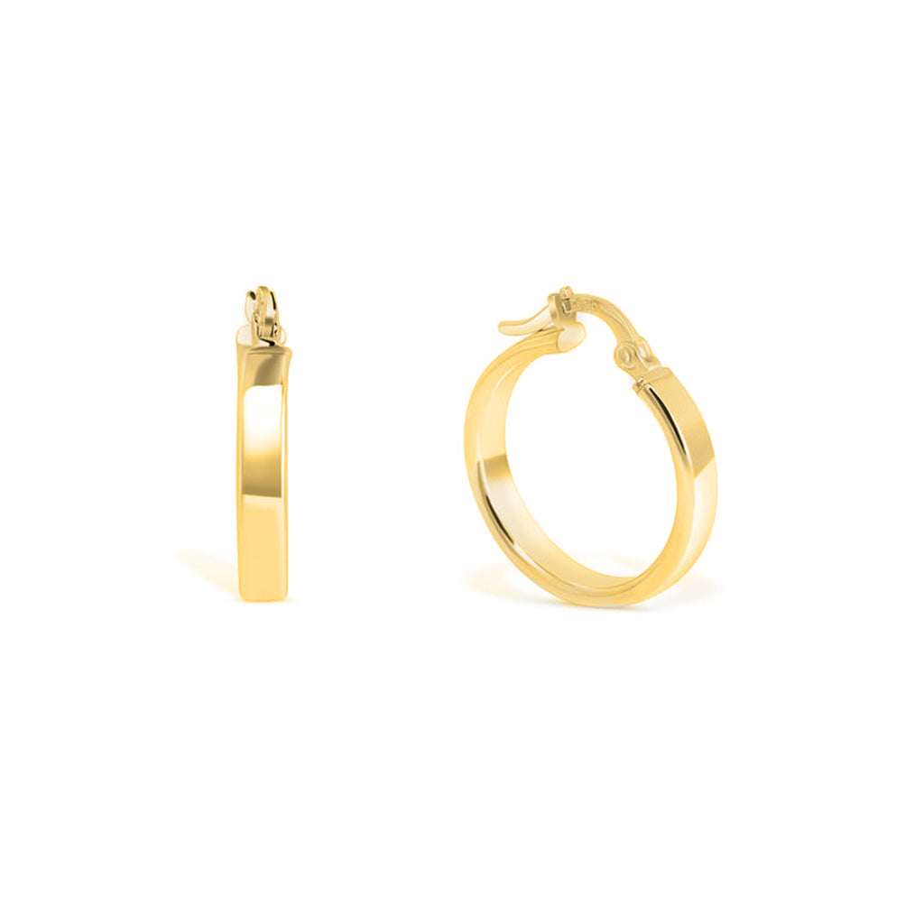 Classic 18ct Gold Plated Silver 18mm Flat Hoop Earrings Hersey