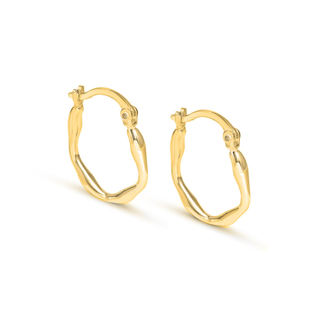 18ct Gold Plated Molten Silver Hoop Earrings Hersey Son
