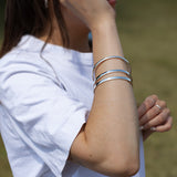 Silver Bangle No.3 - Flat Hammered 4mm