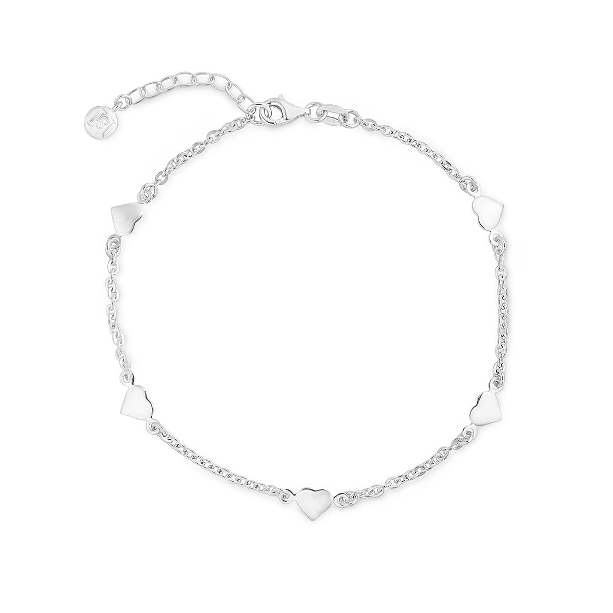 Sterling Silver Little Hearts Ankle Bracelet Hersey Son Silversmiths