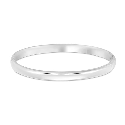 Oval Hinged Silver Bangle 6mm