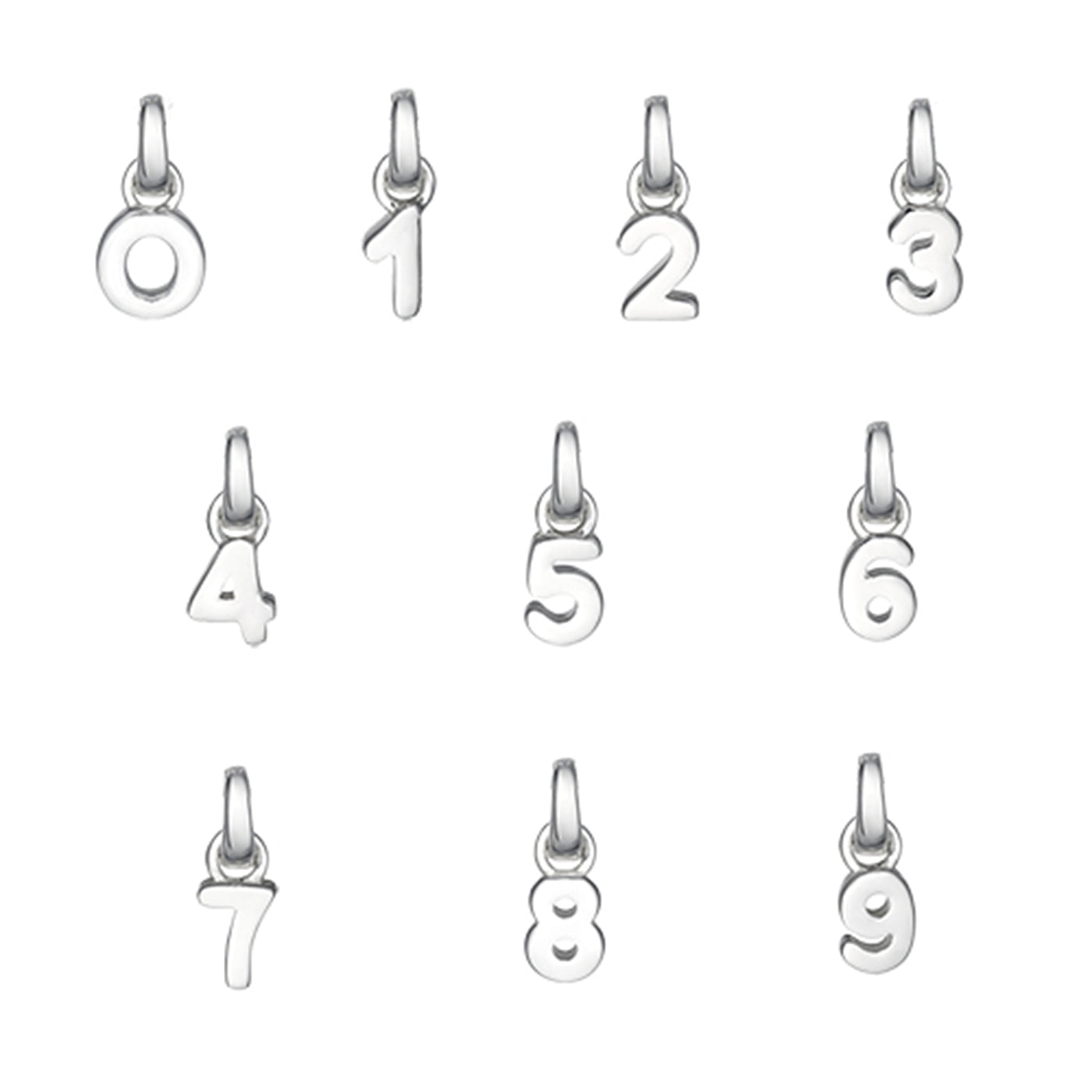 Silver number hotsell charms