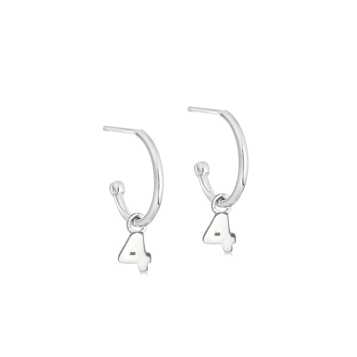 Silver Number Hoop Earrings