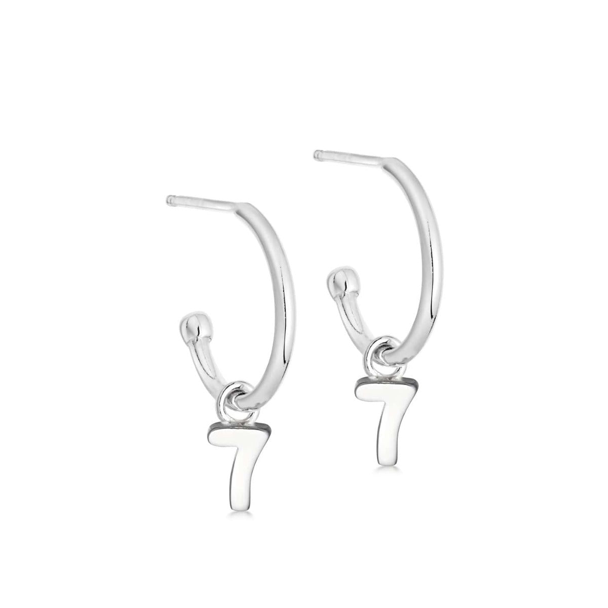 Silver Number Hoop Earrings