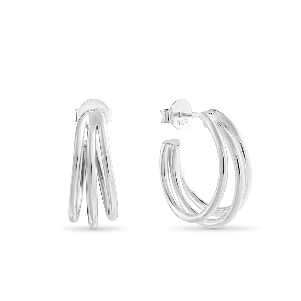 Sterling Silver Triple Hoop Earrings Hersey Son Silversmiths
