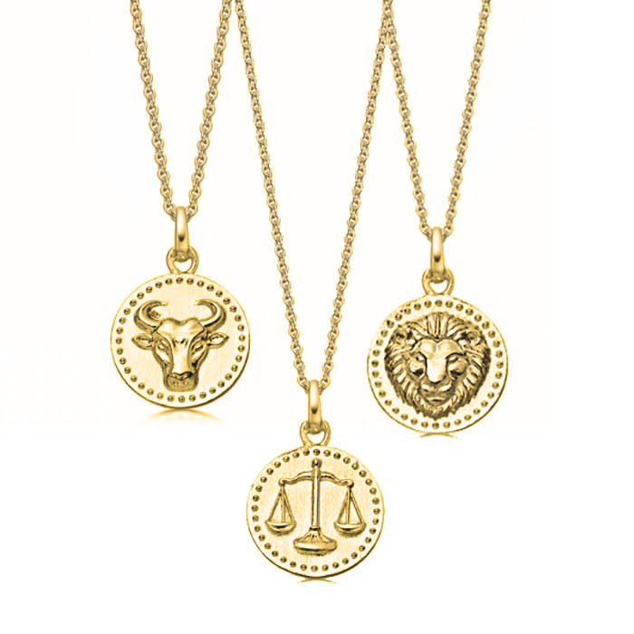 22k Gold Plated Zodiac Necklace Hersey Son Silversmiths