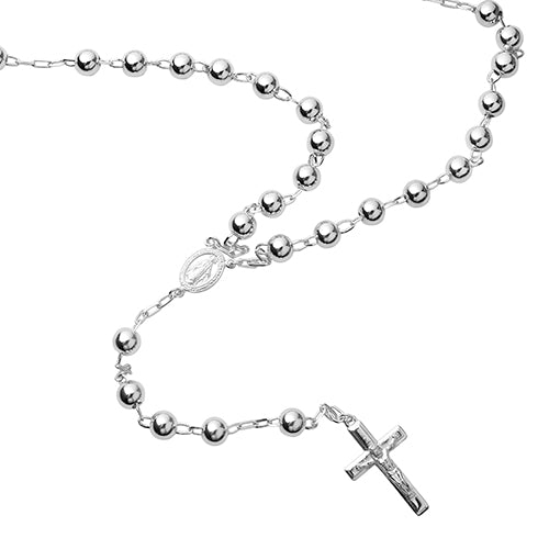 Mens silver clearance rosary necklace