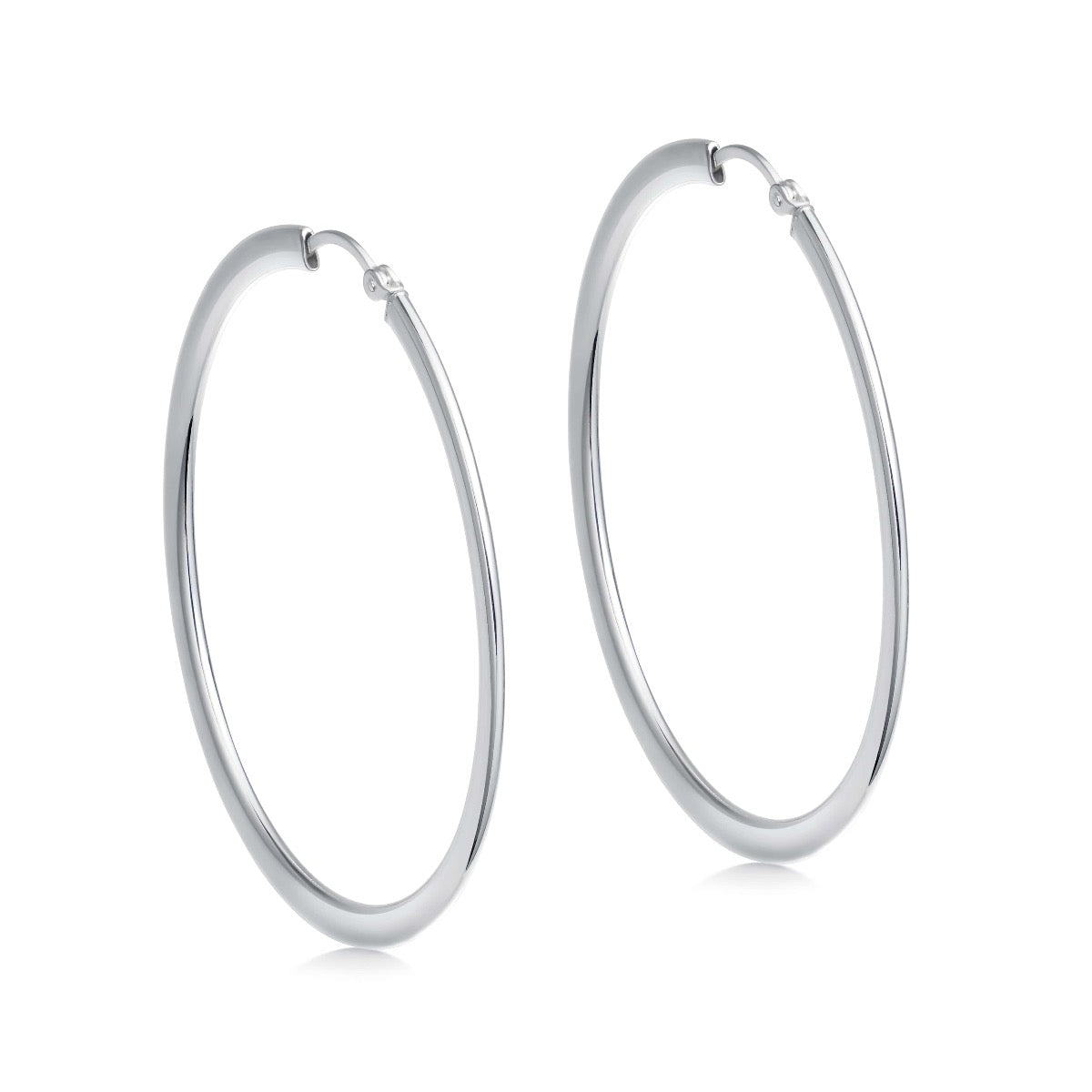 silver flat edge hoop earrings
