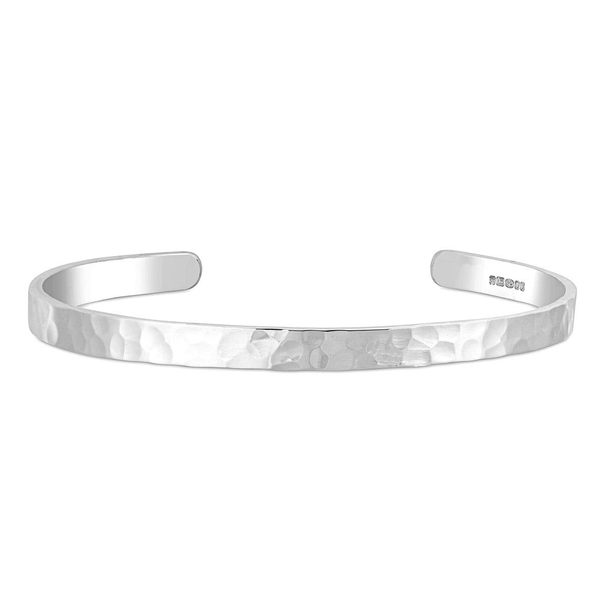 Men's Hammered Sterling Silver Cuff Bracelet – 5mm Wide | Hersey & Son