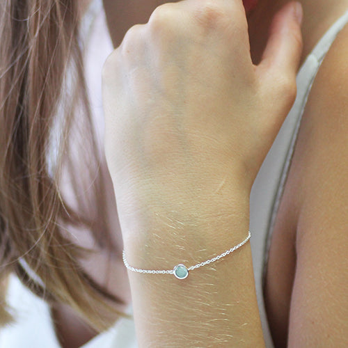 silver and aquamarine birthstone bracelet