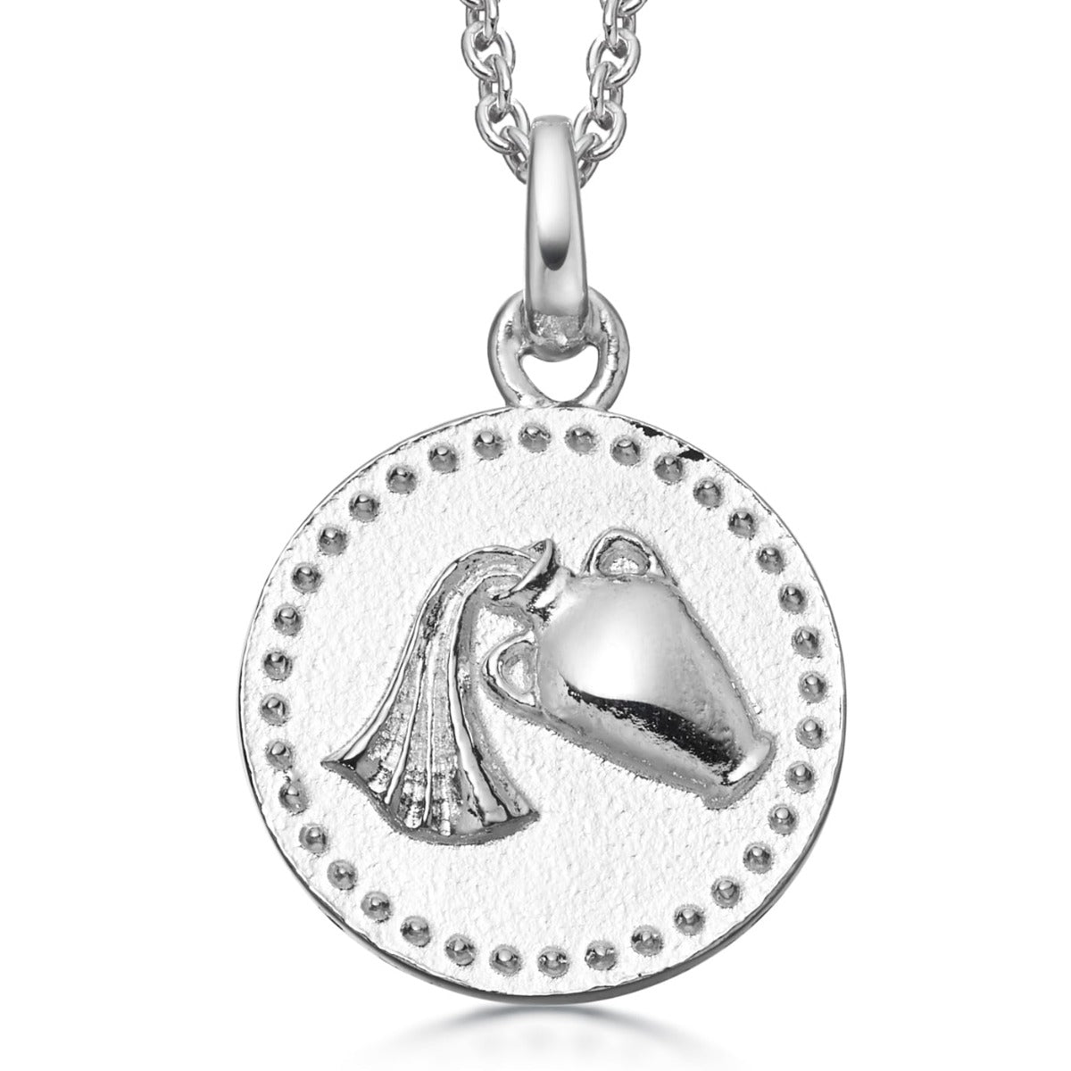 Silver Aquarius Zodiac Necklace Modern Design | Hersey & Son