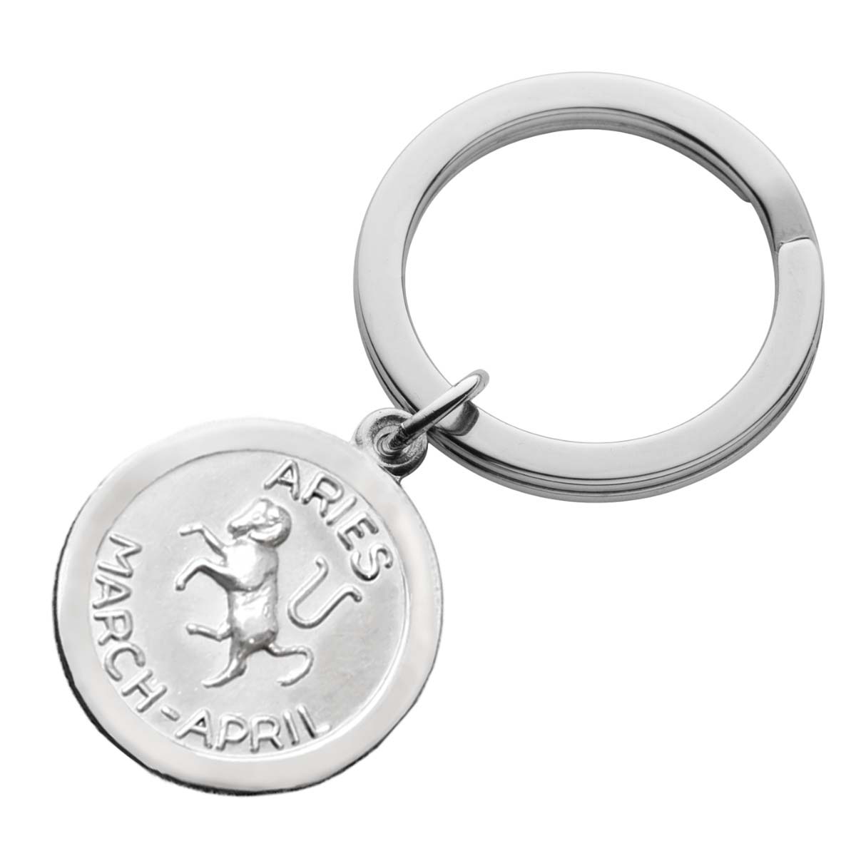 Silver aries zodiac keyring