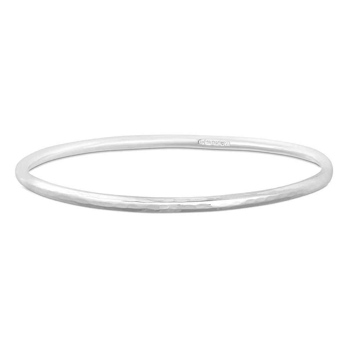 Silver Bangle No.1 - Beaten 3mm