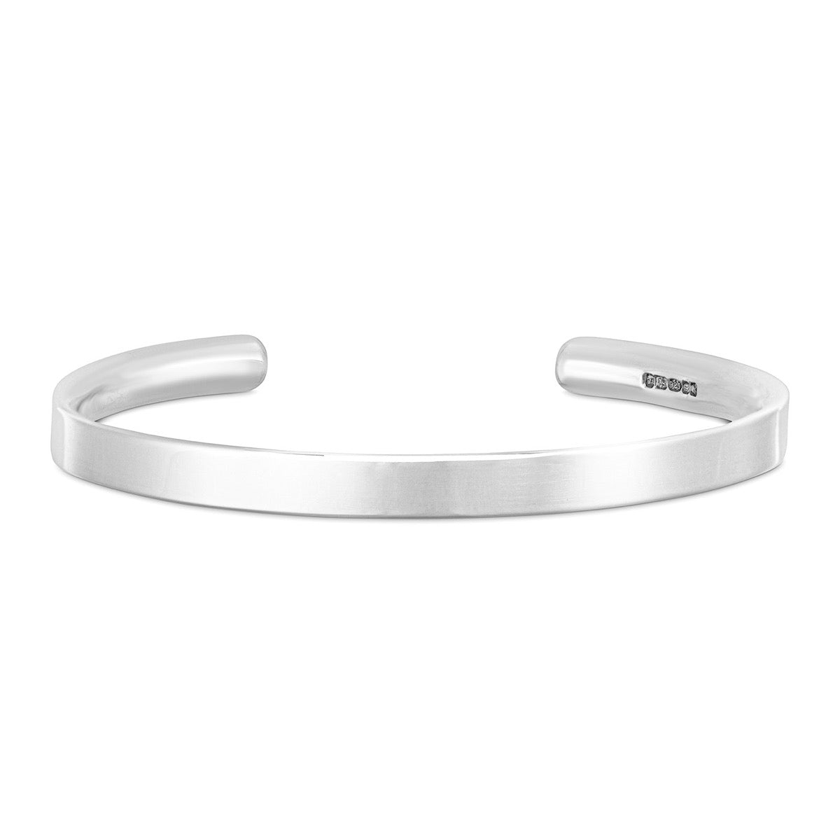 Flat Fronted Silver Open Bangle