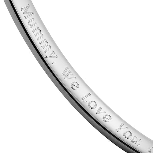 Engraved Rectangular Section Silver Bangle