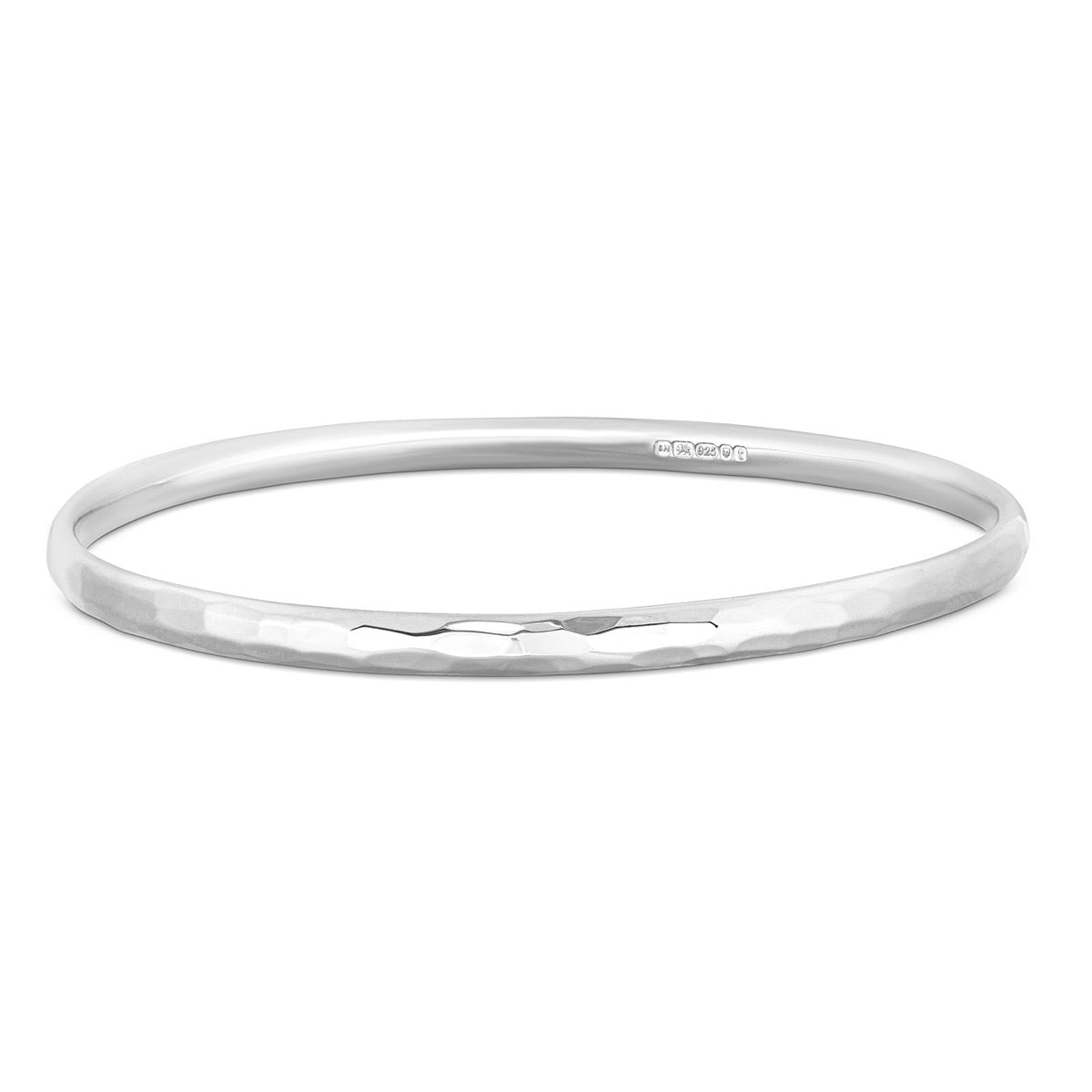 Silver Bangle No.2 - Hammered 4mm - hersey-and-son