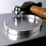 Silver Secret Message Open Bangle - Hammered - hersey-and-son