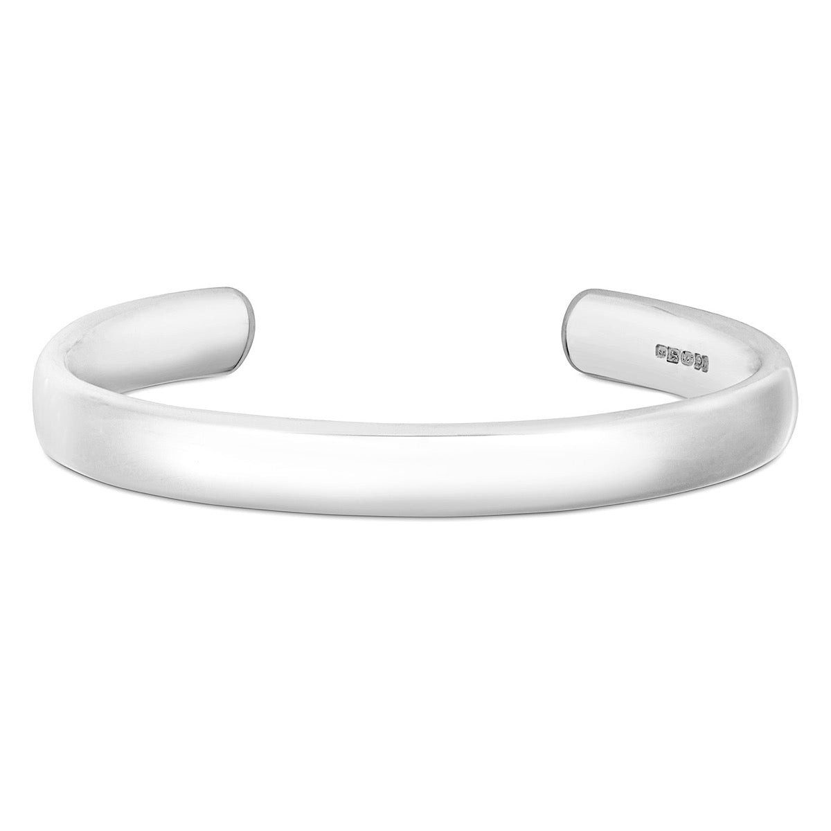 Men's Curved Silver Cuff 8mm S M L XL Sizes Hersey