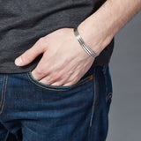Mens Ribbed Silver Bracelet - hersey-and-son