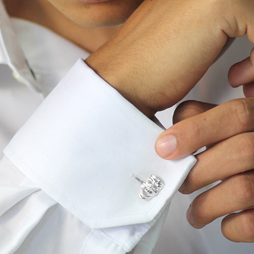 Silver comedy and tragedy cufflinks