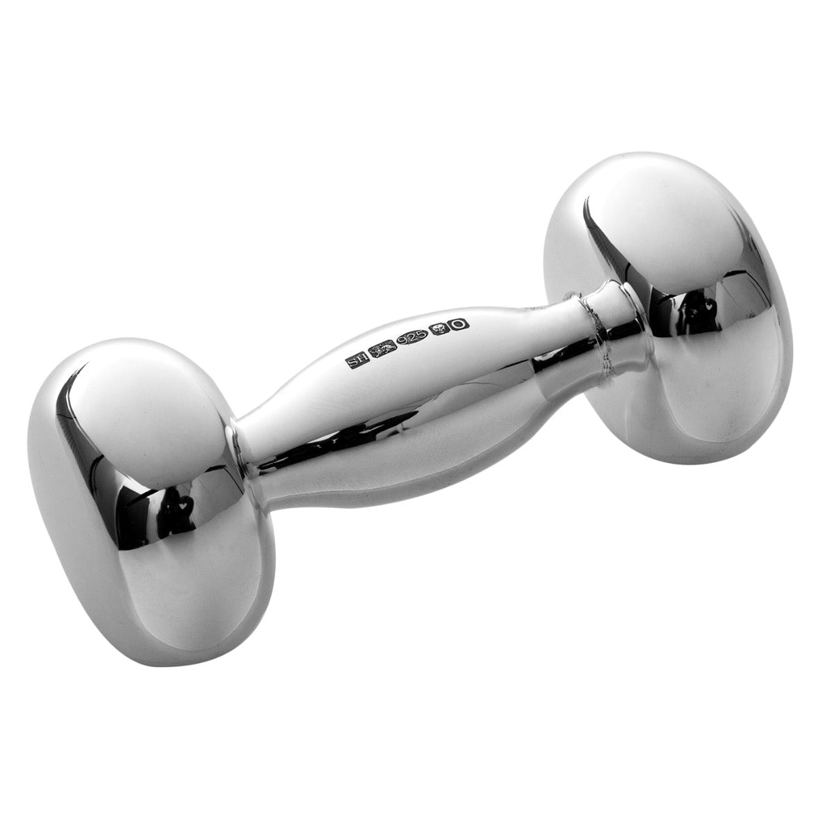 Silver Baby Dumbbell Rattle Hersey Son Silversmiths