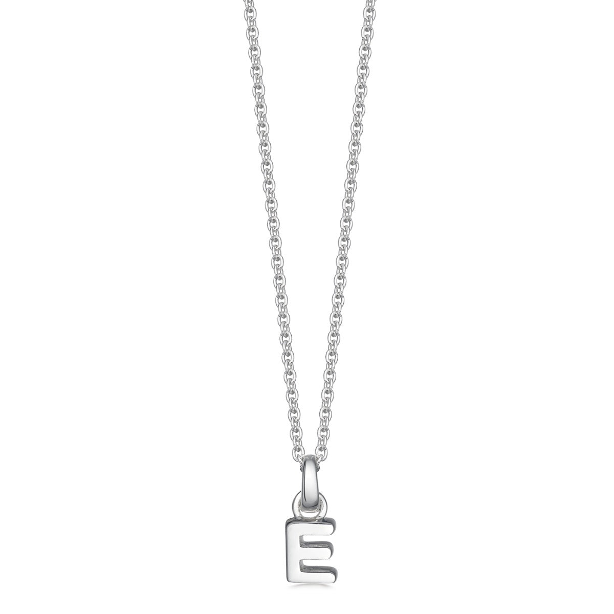 Mini Silver Letter "E" Initial Necklace
