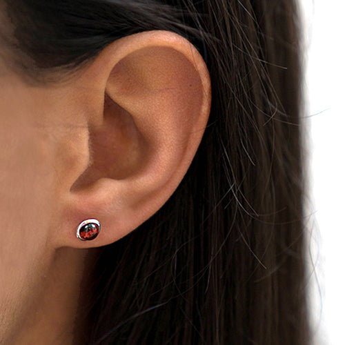 silver and garnet birthstone earrings