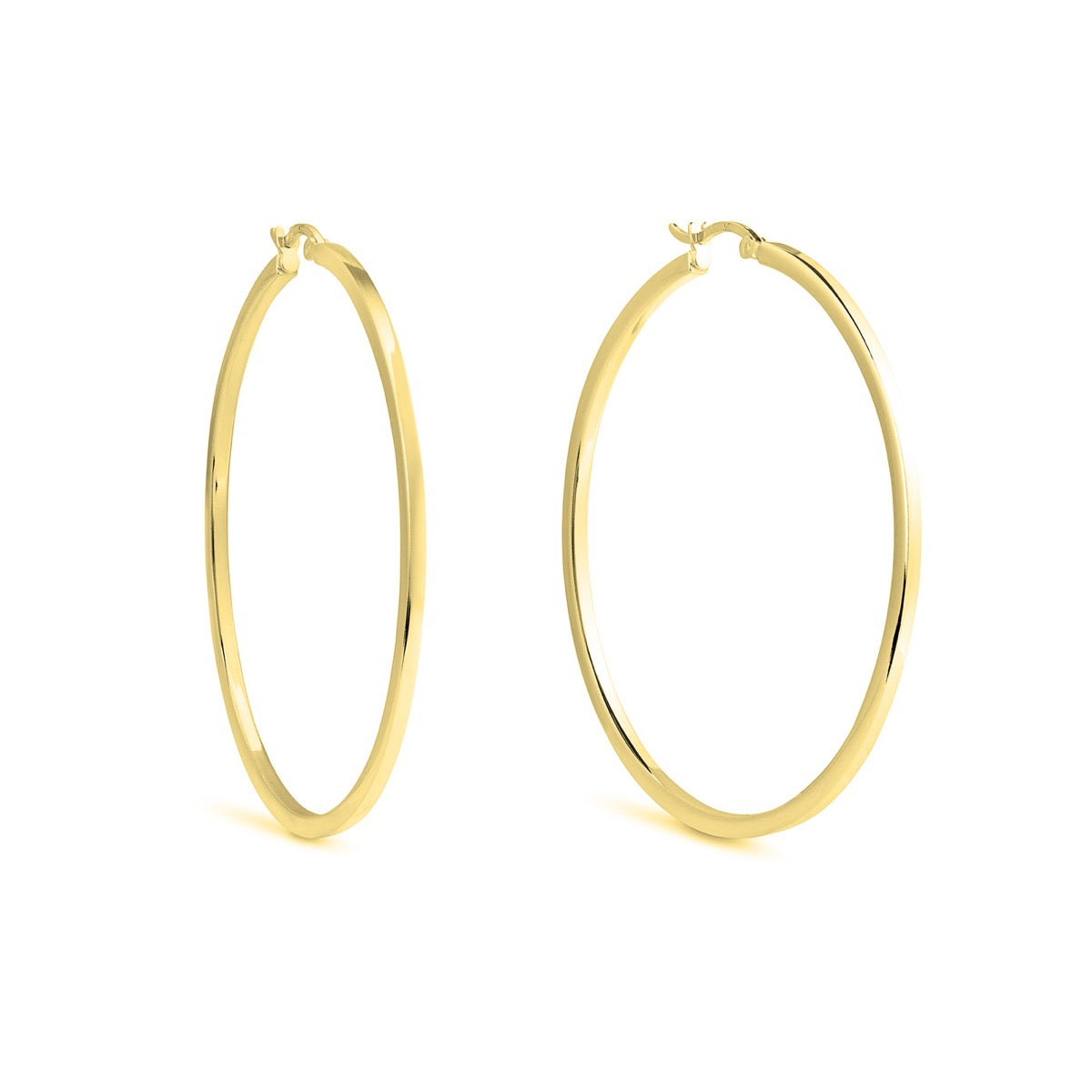 Sterling Silver and 22ct Gold Plated Square Edged Hoops - Medium