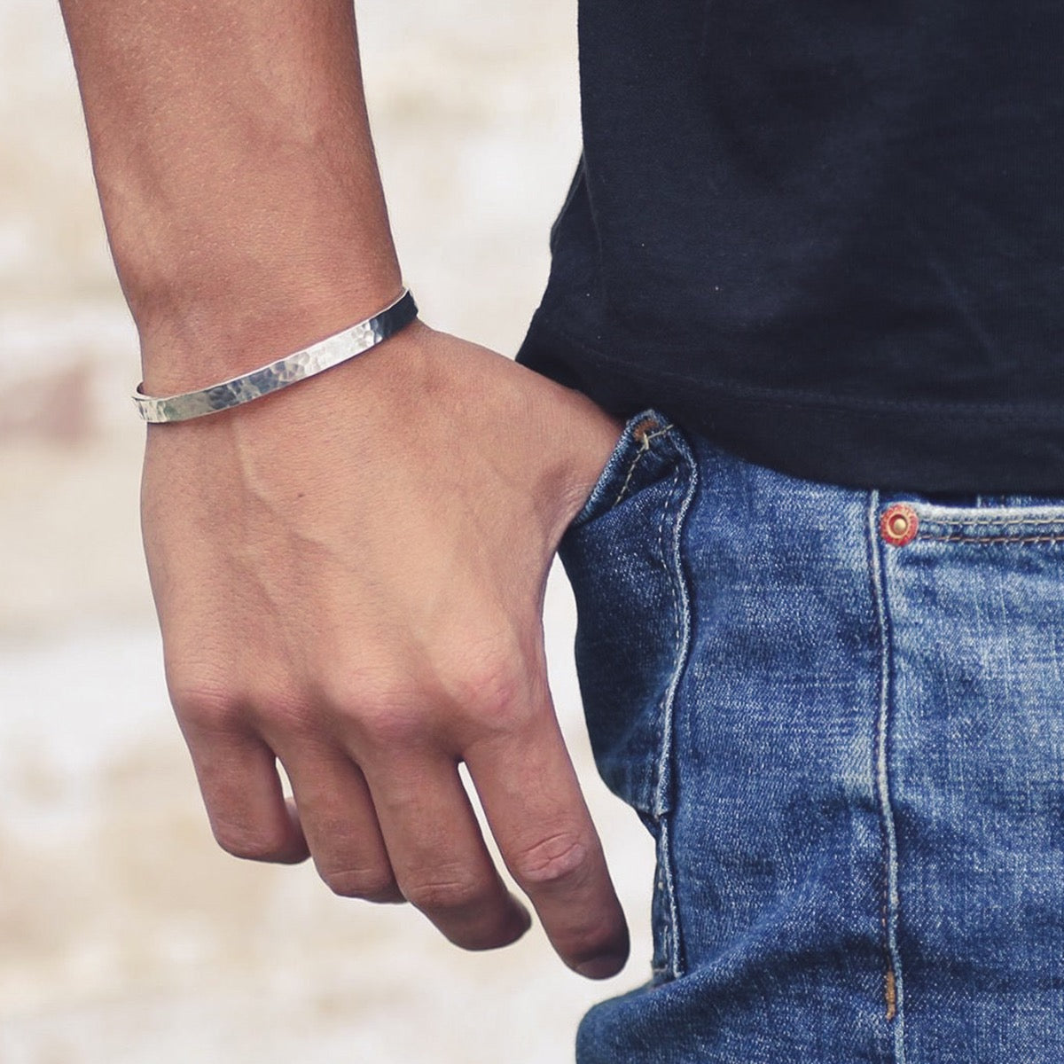 Mens hammered bracelet Clearance