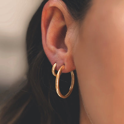 Gold Plated and Silver Huggie Hoop Earring - 25mm