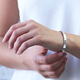 Ladies Slim Silver Open Bangle - hersey-and-son