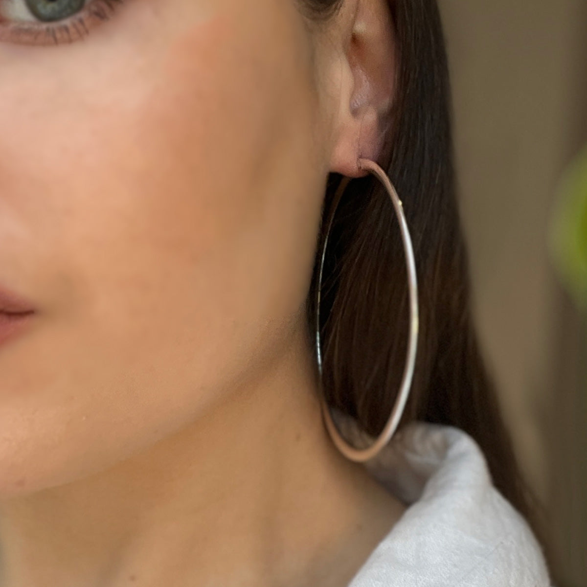 Sterling Silver Flat Hoop Earrings