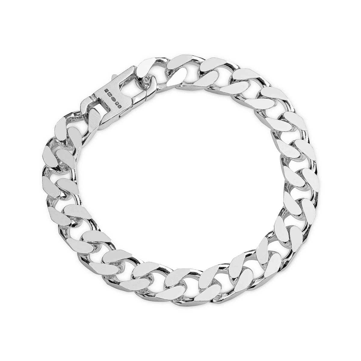 Men's Sterling Silver Heavy 9mm Curb Chain Bracelet Hersey Son