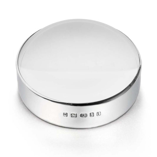 Silver magnifying paperweight