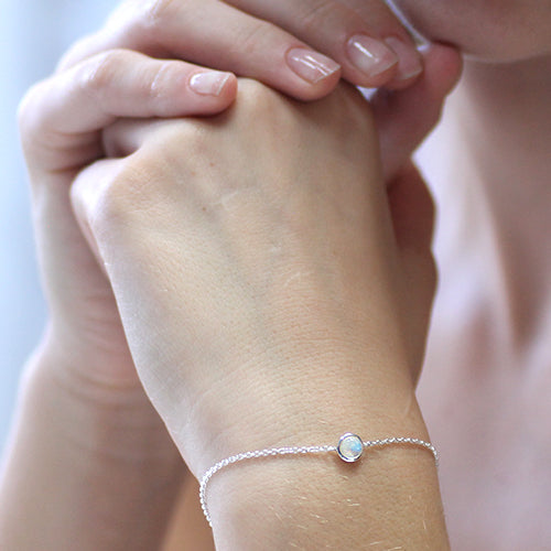 Silver and moonstone bracelet