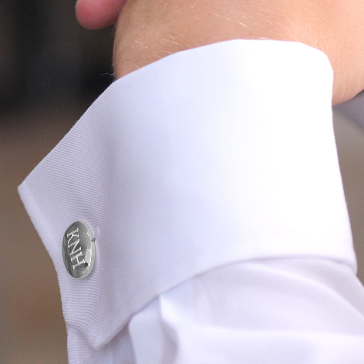 Silver oval domed cufflinks