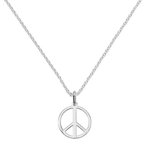 Silver peace store sign necklace
