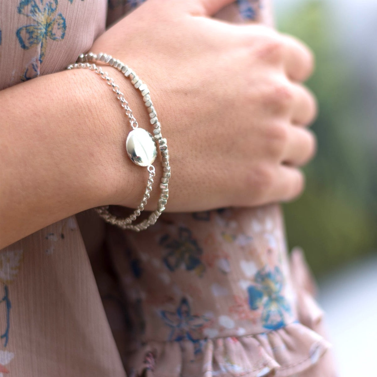 Silver pebble bracelet