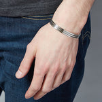 Mens Ribbed Silver Bracelet - hersey-and-son