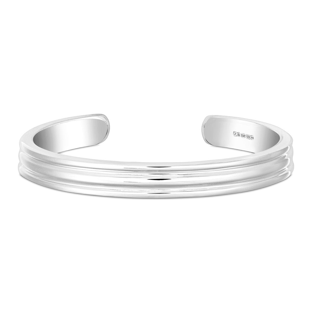 Silver Ribbed Mens Bracelet