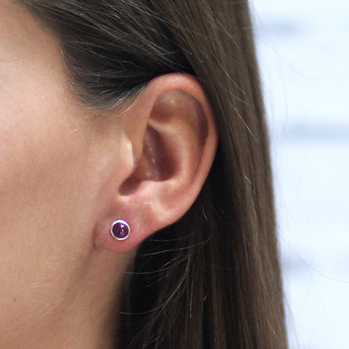 Silver ruby stud earrings